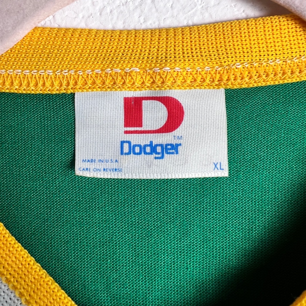 Vintage Dodger‎ Green Yellow V-Neck Bowling Shirt “Ray’s Mainstreet Lanes WI” XL - Picture 9 of 10
